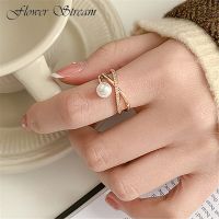 Micro-Inlaid Zircon French Cross Pearl Ring Female Super Fairy Fashion Personality Index Finger Niche Design Ring