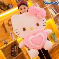 Kado Ulang Tahun หมอนทรงหัวใจสำหรับเด็กขนาดใหญ่60ซม. ตุ๊กตาแมว Sanrio Hello Kitty ยัดไส้ของเล่นสัตว์คิตตี้น่ารักมากสีชมพู