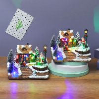 Christmas Glowing Christmas Houses Village Christmas Decorations Snow House with LED Light for Home Decor