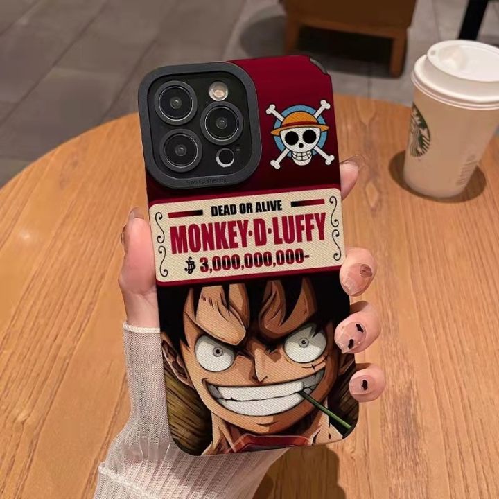 เคสโทรศัพท์มือถือหนังแกะ-แบบนิ่ม-ลายการ์ตูนลูฟี่-สําหรับ-iphone-11pro-14-12-13-6-7-8plus-x