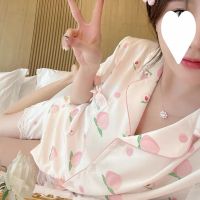 silk pajamas female short-sleeved summer sweet lovely feeling thin lace leisurewear three-piece suit