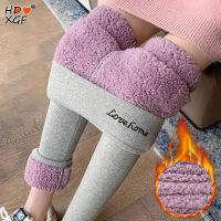 2ชิ้นข้น Lambwool Leggings เอวสูงผู้หญิงฤดูหนาวที่อบอุ่นกางเกงบางสบายๆเอวสูงขนแกะเรียงรายข้อเท้ายาวกางเกง...