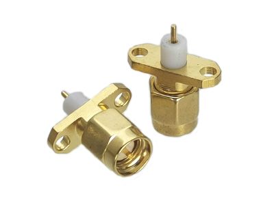 1Pcs Connector SMA Male Plug 2-Holes Flange Solder PTFE Panel Mount RF Adapter Coaxial High Quanlity Electrical Connectors