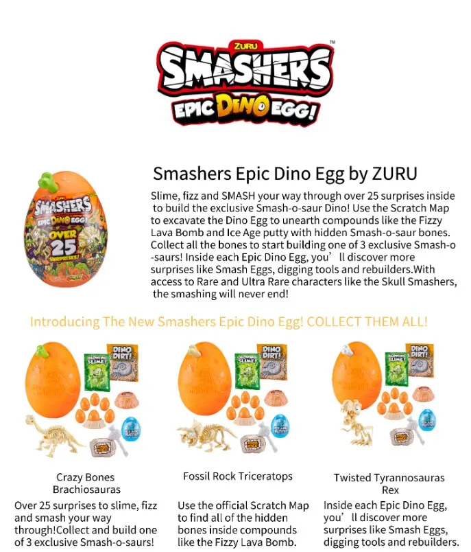 Original smashers épico dino ovo collectibles série 3 dinossauro zuru  surpresa slime anime figura brinquedos de aniversário crianças presente  menino jogo - AliExpress