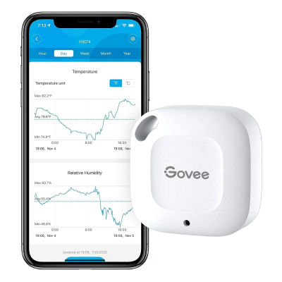 Govee Hygrometer Thermometer, Wireless Thermometer, Mini Bluetooth Humidity Sensor with Notification Alert, Data Storage and Export, 262 Feet Connecting Range 1