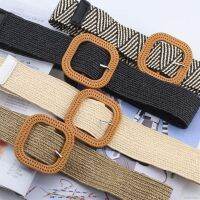 Women Cotton And Linen Weaving Square Buckle Belt Waistband