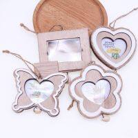 ⊕▬ 1PC DIY Wooden Heart-shaped Photo Frame Pendant Retro Home Wall Decoration Site Layout Props Interior Photos Interchangeable