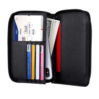 RFID Genuine Leather Travel Wallets for Men Women Passport Holder Case Organizer Document Card Holder Zipper Wallet Clutch Bag Card Holders