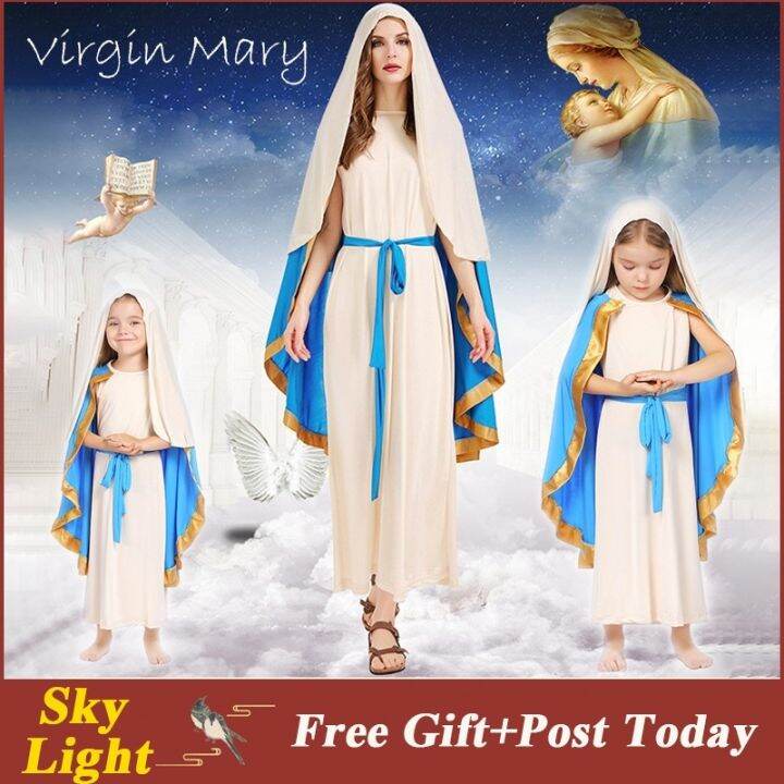The Virgin Mary Nativity Cosplay Costume For Kids Girl Women Adult