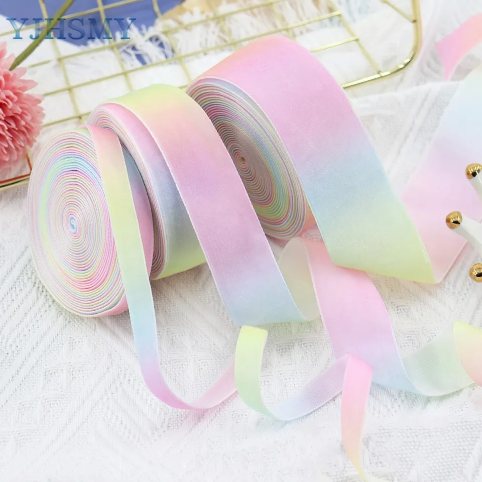 Pastel Rainbow Ribbon Velvet Ribbon 5 Yards Rainbow Craft Ribbon Gift  Ribbon for Gift Wrapping Party Decoration Making Hair Bows