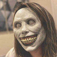 1 pc หน้ากากหมอผี, Smile White Eyed Demon Headcover ใหม่ฮาโลวีน Terror Latex Mask, ตกแต่งห้องฮาโลวีน Goth, ghost Face