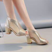 ขายดีที่สุด ioztt2023 - /⊕✢ New High-heeled Sandals 2023 Fashion Toe Rhinestone Heels Breathable Mesh for