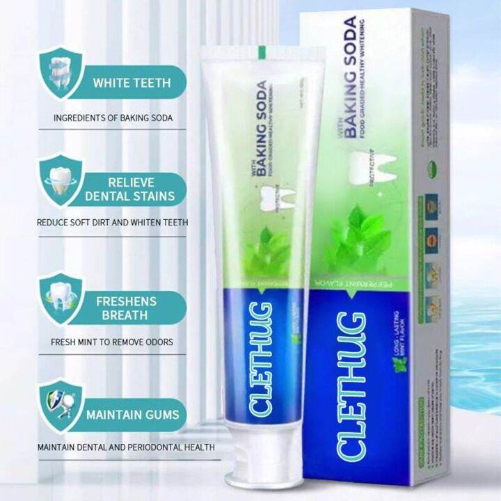 FEBBILY 100g Baking Soda Toothpaste Refreshing Breath Clean Mint Flavor