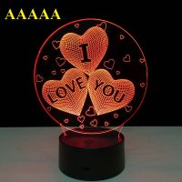 I LOVE YOU Colorful 3D Hologram Lamp USB Acrylic Lights 3D LED Lamp Nightlight for Christmas Wedding Party Lover Gift Drop Ship Night Lights