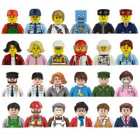 3D Family Figures Mini Set Building Blocks City Worker Fireman Doctor Dolls Bricks Educational Toys For Children Christmas Gift