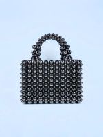 Pearl Bag Womens Handmade Self made Woven Beaded Bag Finished Simple Small Fragrant Wind Fairy Handheld Small Square Bag