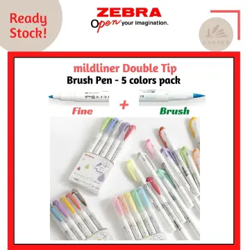 Zebra Mildliner Double-Sided Highlighter Brush - Brush / Extra Fine - 25  Color Bundle