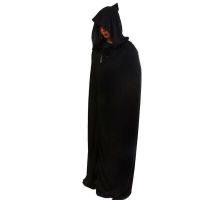 ฮาโลวีนหลวมคลุมด้วยผ้าเคปผู้ใหญ่ผู้หญิงผู้ชาย U Nisex ยาวเสื้อคลุมสีดำเครื่องแต่งกายชุดเสื้อของขวัญ