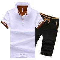 [COD] A generation of summer short-sleeved T-shirt mens sports suit lapel Korean 5-point