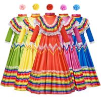 ✑₪ Girl Flamenco Dance Costume Mexican Spanish Senorita Saloon Dancing Cosplay Carnival Fancy Party Dress