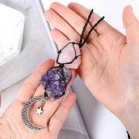 Hanging Accessories Rose Quartz and Rearview Mirror Decorations Dangling Moon Star Handmade Hanging Ornaments