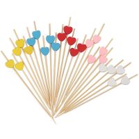 Handmade Cocktail Picks 100 Counts Cocktail Sticks Heart Frilled Toothpicks Party Supplies