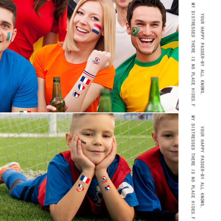 สติกเกอร์รอยสักชั่วคราว-กันน้ํา-สติ๊กเกอร์ธงฟุตบอลโลก-สติ๊กเกอร์รอยสักธงทีมฟุตบอล-สติ๊กเกอร์ใบหน้าธงฟุตบอลโลก