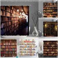 【CW】✌✴℗  Old Booksheld Shower Curtains Book Design Curtain Study Room Temple Decoration Screens