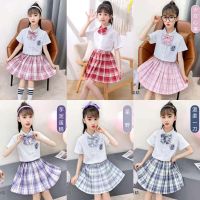 【CW】 Children JK Uniform New AuthenticSummer Checked Skirt 10 Years Old SchoolShui Hand SuitSet