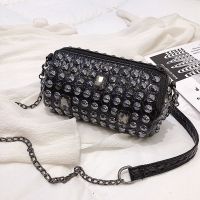 ∏☞ female rivet with drill the new fashion 2022 single shoulder bag set auger inclined cylinder chain package