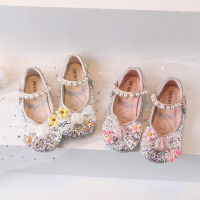 Princess Shoes For Girls 2023 Spring And Summer New Korean Style Girls Shoes Rhinestone Bow Childrens Single-Layer Shoes Soft-Soled Shoes For Baby