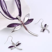 【YF】❄✼  ZOSHI Leather Rope Jewelry Sets Enamel Pendant Necklace Earrings Wedding Bridal