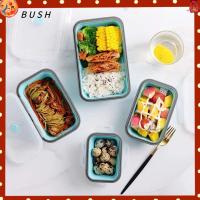 BUSH 4Pcs มีฝาปิด ภาชนะเก็บอาหาร พับเก็บได้ ซิลิโคนทำจากซิลิโคน กล่องแบนราบ ใช้งานได้จริง สีฟ้าสีฟ้า ชามทรงสี่เหลี่ยม การเดินทางการเดินทาง