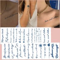 Herbal Botanical Juice Tattoo Small Fresh Flower With English Sentence Arm Clavicle Long Lasting Waterproof Temporary Tattoo Stickers