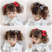 【 Yidea Dollwig โบว์กิ๊บเด็กโบว์กิ๊บวิกผมผ้าโพกศีรษะเจ้าหญิงผมหยิกสไตล์สาวเด็ก