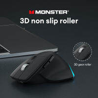 Monster M1 เมาส์บลูทูธไร้สายตามหลักสรีรศาสตร์ Streamline Arc การออกแบบออปติคอลพร้อม 3 DPI 2.4G ไร้สายเครื่องกลคลิก Sense เมาส์ไร้สายแบบชาร์จไฟได้สำหรับพีซีแล็ปท็อปสำนักงาน