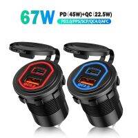 【hot】✇❦✥  67W Type C 3.0 USB Car Charger Socket Outlet 45W 65W 12V 24V Truck Boat RV Motorcycle