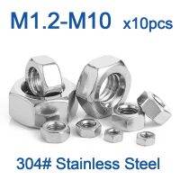 10pcs/lot 304 Stainless Steel Hex Hexagon Nuts DIN555 M2 M2.5 M3 M3.5 M4 M5 M6 M8 M10