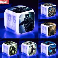 ♝ Disney Marvel Avengers Anime Figure Black Panther Night Lights Colorful Alarm Clock Childrens Room Decoration Birthday Gifts