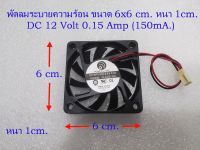 พัดลมระบายความร้อน ขนาด 6x6 cm.หนา 1cm. ไฟDC 12Volt 0.15 Amp.(150 mA.) Power logic