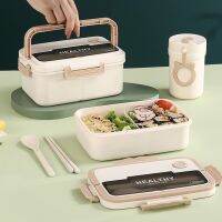 hot【cw】 1 Set 1000/1500ML 3 Grids Handle Bento Buckle Closure Resistant Leak-Proof