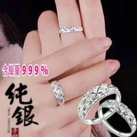 Genuine sterling silver ring male and female students hair word thousand foot silver blessing ring ring opening adjustable ring