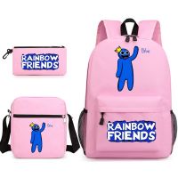 Rainbow Friends กระเป๋านักเรียนสามชิ้นเกมอุปกรณ์ต่อพ่วงกระเป๋าสะพายกระเป๋าเป้สะพายหลังเด็กกระเป๋านักเรียนเด็กชายและเด็กหญิง