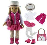 (Popular toys) 1เซ็ทตุ๊กตาเสื้อผ้าสำหรับ18 39; 39; X28นักเรียนทำด้วยมืออเมริกันน่ารัก