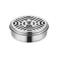 Stainless Steel Round Rack Plate Portable Spiral with Cover Mosquito Coil Holder Tray Incense Insect Repellen Candle Holder