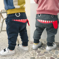 Casual Baby Children Pants Toddler Boys Girls Cute Big Mouth Monster Trousers Costumes Long Cototn Infant Cartoon Panty Clothes2023