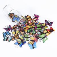 20pcs 3D Plastic Butterfly Decorative Flowers Wreaths Diy Gifts Box Fridge Sticker Scrapbooking Needlework Bridal Accessories