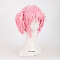 Puella Magi Madoka Magica Madoka Kaname Cosplay Wigs Pink Short 2 Clip Ponytails Heat Resistant Synthetic Hair Wig + Wig Cap