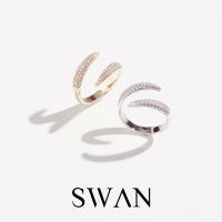 SWAN - Claw Pave Ring แหวนเงินแท้ ปรับไซส์เองได้ ฝังเพชรคิวบิกเซอร์โคเนีย cubic zirconia