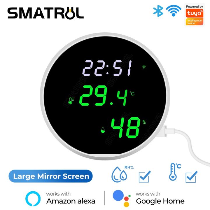 Tuya WiFi Temperature Sensor Humidity Detector Indoor Smart Hygrometer  Thermometer With LCD Display Support Alexa Google